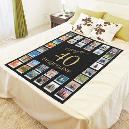 Hoofdstuk 40 Black Gold 40th Birthday Foto Fleece Deken