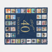 Hoofdstuk 40 Blue Gold 40th Birthday Foto Fleece Deken (Voorkant (Horizontaal))