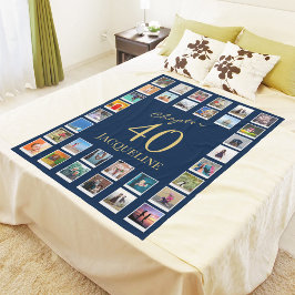 Hoofdstuk 40 Blue Gold 40th Birthday Foto Fleece Deken