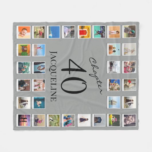 Hoofdstuk 40 Grey Black 40th Birthday Foto Fleece Deken (Voorkant (Horizontaal))
