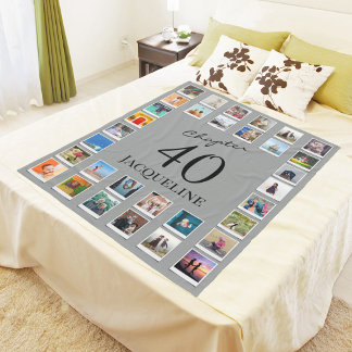 Hoofdstuk 40 Grey Black 40th Birthday Foto Fleece Deken