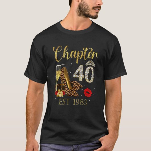 Hoofdstuk 40 JAAR EST 1983 40th Birthday Wine Leop T-shirt (Voorkant)