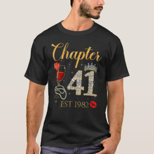 Hoofdstuk 41 JAAR EST 1982 41st Birthday Red Rose T-shirt