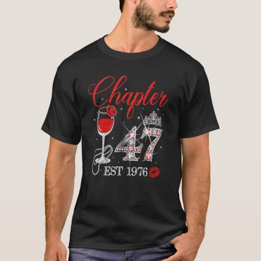 Hoofdstuk 47 JAAR EST 1976 47th Birthday Red Rose  T-shirt (Voorkant)