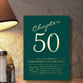 Hoofdstuk 50 50e Birthday Invitation Green Gold Folie Uitnodiging