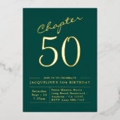 Hoofdstuk 50 50e Birthday Invitation Green Gold Folie Uitnodiging (Voorkant)
