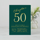 Hoofdstuk 50 50e Birthday Invitation Green Gold Folie Uitnodiging (Staand Voorkant)