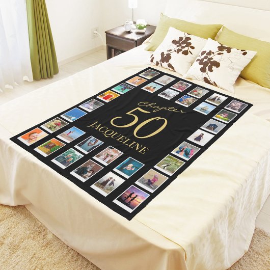 Hoofdstuk 50 Black Gold 50th Birthday Foto Fleece Deken
