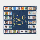Hoofdstuk 50 Blue Gold 50th Birthday Foto Fleece Deken (Voorkant (Horizontaal))