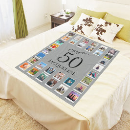 Hoofdstuk 50 Grey Black 50th Birthday Foto Fleece Deken