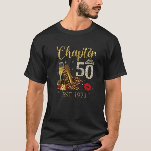 Hoofdstuk 50 JAAR EST 1973 50th Birthday Wine Leop T-shirt (Voorkant)