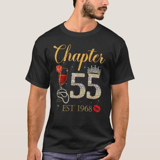 Hoofdstuk 55 JAAR EST 1968 55th Birthday Red Rose  T-shirt (Voorkant)