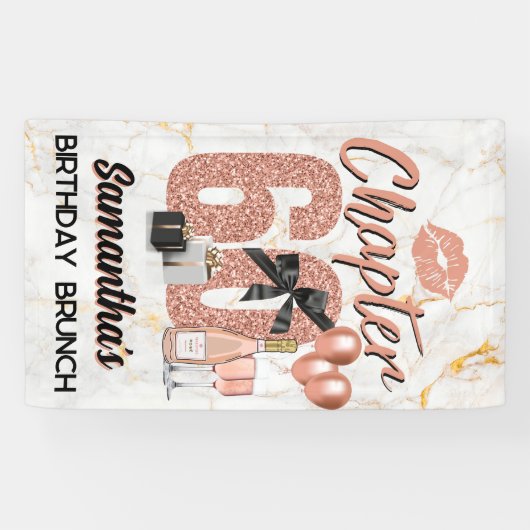 Hoofdstuk 60 Roos Gold 60e verjaardag Elegant Spandoek (Horizontaal)