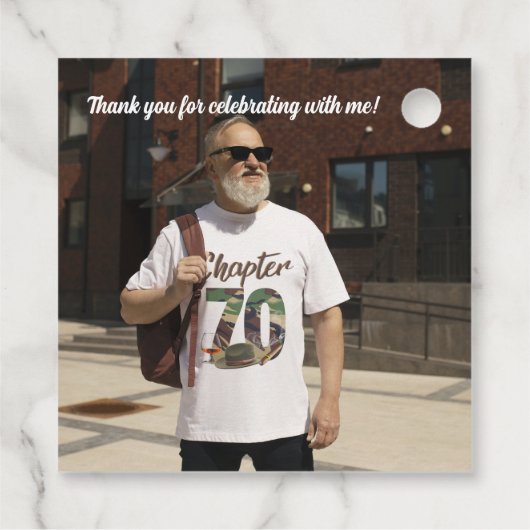 Hoofdstuk 70 Army Camouflage 70th Birthday Foto Bedankjes Labels (Achterkant)