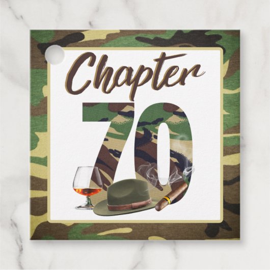 Hoofdstuk 70 Army Camouflage 70th Birthday Foto Bedankjes Labels (Voorkant)