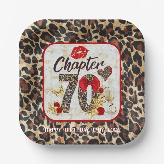 Hoofdstuk 70 Rood- en goudluipaard 70e verjaardag Papieren Bordje (Voorkant)