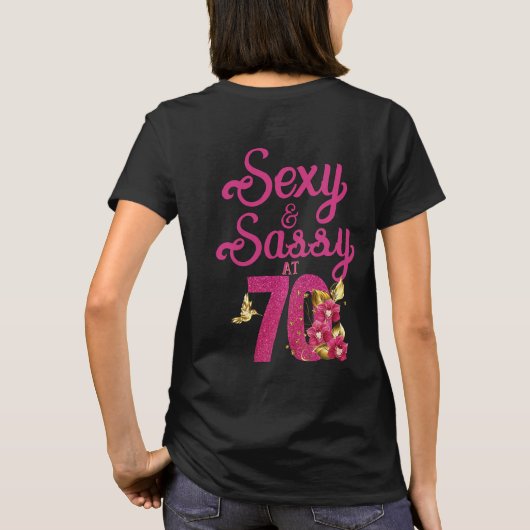 Hoofdstuk 70 Roze en goudorchideeën 70e verjaardag T-shirt (Achterkant)