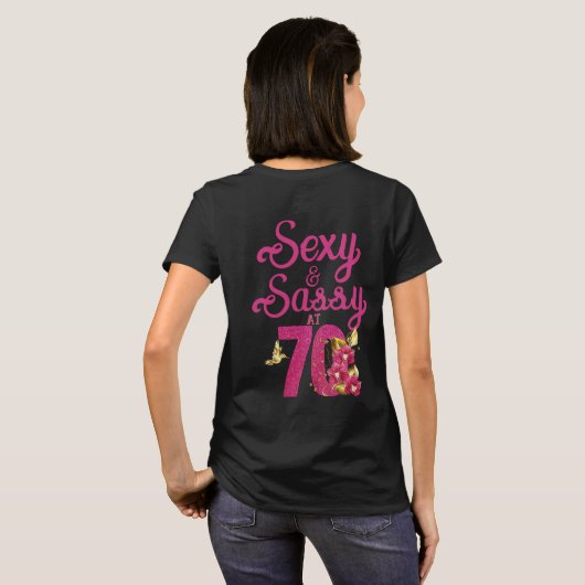 Hoofdstuk 70 Roze en goudorchideeën 70e verjaardag T-shirt (Achterkant volledig)