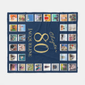 Hoofdstuk 80 Blue Gold 80th Birthday Foto Fleece Deken (Voorkant (Horizontaal))
