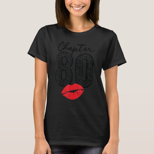 Hoofdstuk 80 Lips Happy Birthday Leopard 80 jaar g T-shirt (Voorkant)