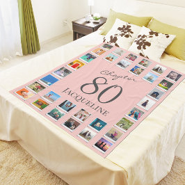 Hoofdstuk 80 Roze grijze 80e verjaardag Foto Fleece Deken