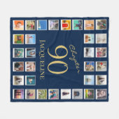 Hoofdstuk 90 Blue Gold 90th Birthday Foto Fleece Deken (Voorkant (Horizontaal))
