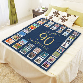 Hoofdstuk 90 Blue Gold 90th Birthday Foto Fleece Deken