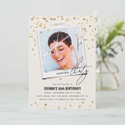 Hoofdstuk Dertig Leuke Moderne Foto 30e Verjaardag Kaart (Staand voorkant)