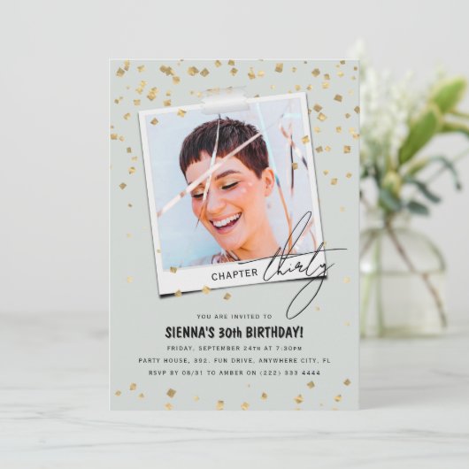 Hoofdstuk Dertig Leuke Moderne Foto 30e Verjaardag Kaart (Staand voorkant)