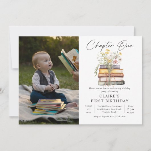 Hoofdstuk Een Storybook Verjaardag Fotouitnodiging Kaart (Voorkant)