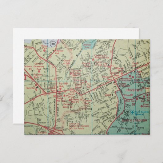 HOOFDSTUK HILL-CARRBORO, Briefkaart  Kaart NC (Voorkant / Achterkant)