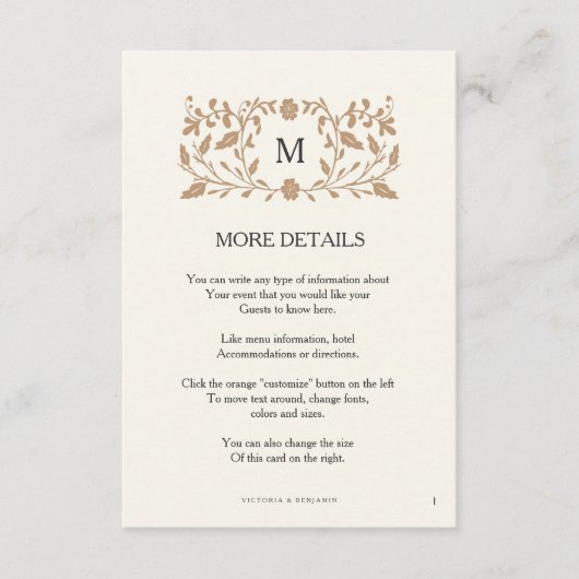 hoofdstuk pagina bruiloft invoegen Kaart. Informatiekaartje (Voorkant)