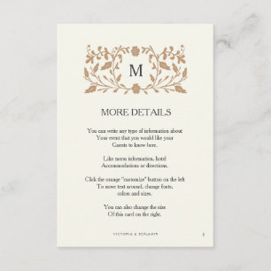  hoofdstuk pagina bruiloft invoegen Kaart. Informatiekaartje