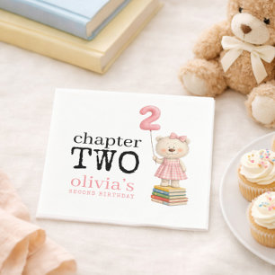 Hoofdstuk Twee Teddydier Boeken Meisje 2e Verjaard Servet