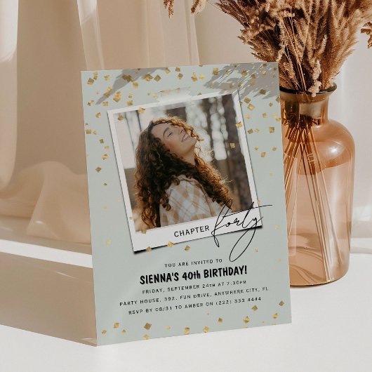 Hoofdstuk Veertig Leuke Moderne Foto 40e Verjaarda Kaart