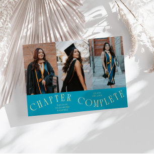 Hoofdstuk Voltooid Typografie Aqua Grad Foto Aankondiging