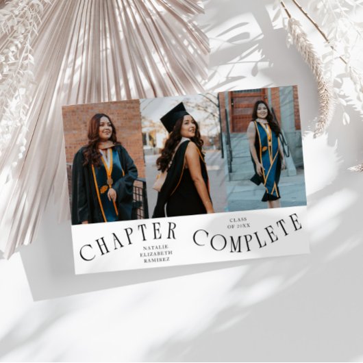 Hoofdstuk Voltooid Typografie Grad Foto Aankondiging