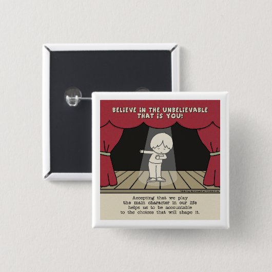 Hoofdteken Vierkante Button 5,1 Cm (Voorkant /achterkant)