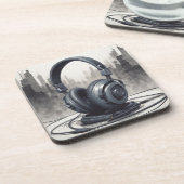 Hoofdtelefoon artwork muziekliefhebber bier onderzetter (Linkerzijde)