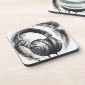 Hoofdtelefoon artwork muziekliefhebber bier onderzetter (Linkerzijde)