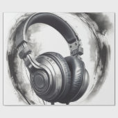 Hoofdtelefoon artwork muziekliefhebber cadeaupapier (Vlak)