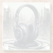 Hoofdtelefoon artwork muziekliefhebber glazen onderzetter (Achterkant)
