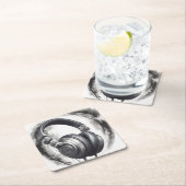 Hoofdtelefoon artwork muziekliefhebber kartonnen onderzetters (Insitu)