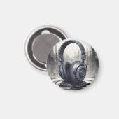 Hoofdtelefoon artwork muziekliefhebber magneet (Voorkant / Achterkant)