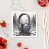 Hoofdtelefoon artwork muziekliefhebber servet (Insitu)