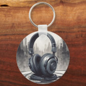 Hoofdtelefoon artwork muziekliefhebber sleutelhanger (Achterkant)