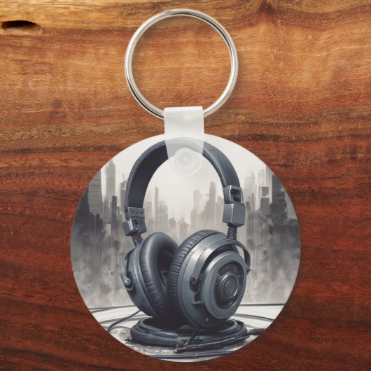 Hoofdtelefoon artwork muziekliefhebber sleutelhanger (Achterkant)