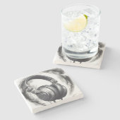 Hoofdtelefoon artwork muziekliefhebber stenen onderzetter (Zijkant)