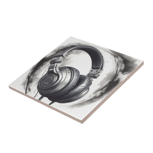 Hoofdtelefoon artwork muziekliefhebber tegeltje (Zijkant)