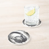 Hoofdtelefoon artwork muziekliefhebber zandsteen onderzetter (Zijkant)